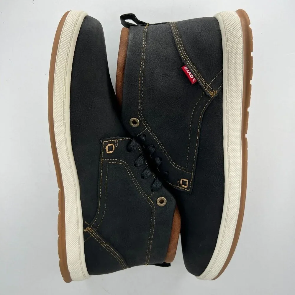 Levis Mens 51927941A Black Goshen Waxed Lace Up High Top Size 13 Ankle Sneakers